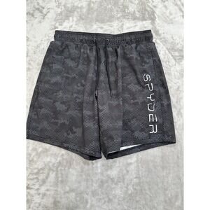 SPYDER Swim Shorts Men's Size Large Black and Gray Pockets Drawstring Surf‎ EUC